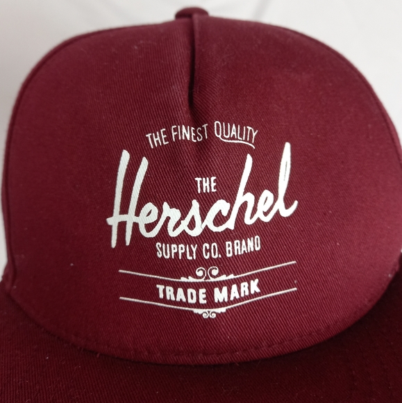 HERSCHEL SUPPLY snap back burgundy hat - Picture 2 of 5